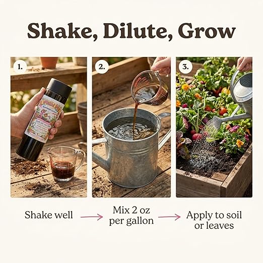 Worm Pee Liquid Earthworm Castings Fertilizer | Soil Amendment with Humic Acid & Kelp Extract | Concentrated Plant Food for Vegetables, Raised Beds & Gardens | for Agricultural & Horticultural Use