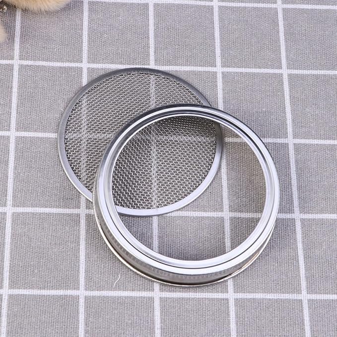 LIFKOME 3pcs Stainless Steel Sprouting Jar Mesh Lids for Wide Mouth 70mm Mason Jars, Seed Germination Covers with Filter Screen, Versatile Kitchen Canning Accessories for Home Sprout