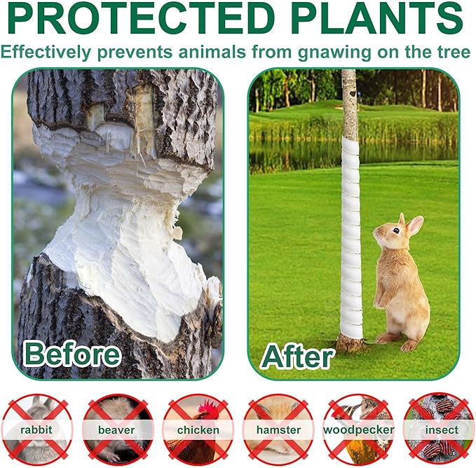 Watayo 8 Pcs Tree Trunk Protector- 2 Size Tree Wraps to Protect Bark- Plastic Spiral Tree Guard- Tree Bark Protector Tube Wraps to Protect Saplings Plants from Deer Rabbit Cats Rodents Mowers