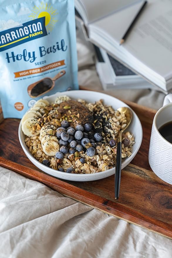 Carrington Farms Holy Basil Seeds – Gluten Free, Paleo, Keto, High Fiber Seeds – Plant-Based, Calcium-Packed, Daily Nutrition Boost, 8 ounce
