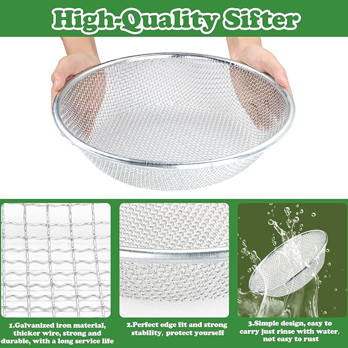 Soil, Sand, and Compost Sifter for Gardening – Sieve for Rocks, Dirt, and Organic Material – Fits 5-Gallon Buckets-1/8 in Aperture