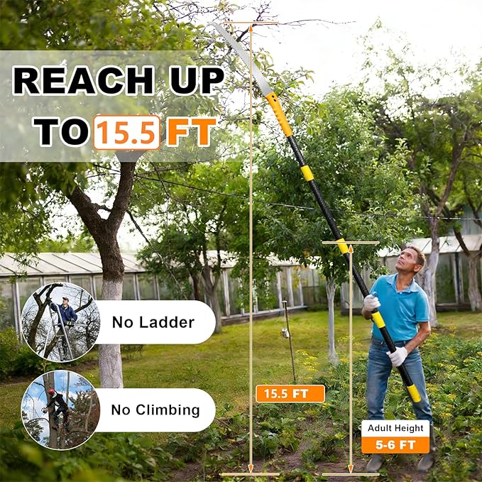 Pole Saw for Tree Trimming, 8.5 FT Manual Pruning Saw with Manganese Steel Blade - Lightweight Branch Trimmer for Yard, Garden & Patio Maintenance, Reach High Branches with Ease