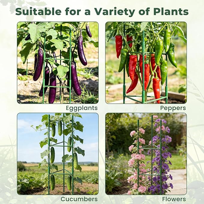 8 Pack Tomato Cages for Garden, Up to 48in Adjustable Tomato Cage, Tomato Stakes Plant Cage for Garden Plant Support, Climbing Vegetables Plants Flowers