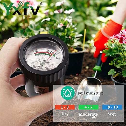 2-in-1 Soil PH Tester Gardening Tool, Soil Moisture & Light Meter with Long 11.6’’ Probe, No Battery Needed, for Garden, Lawn, Farm, Indoor & Outdoor Plants Care