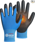 KAYGO 12 Pairs Winter Work Gloves for Men and Women, Thermal Insulated Safety Work Gloves PU Coated, Super Grip,Ideal for Freezer Work,Blue,S