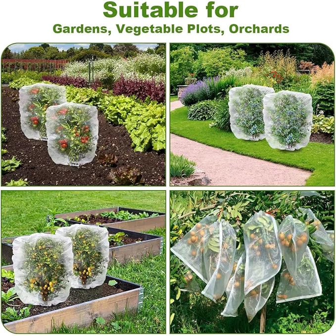 3 Pack Garden Plant Netting Fruits Blueberry Bushes Tomato Protection Netting Insect Netting Cover Bags with Drawstring 5.9‘ X 5.9' for Vegetables Fruits Trees (6Pack-3.9'X4.6')