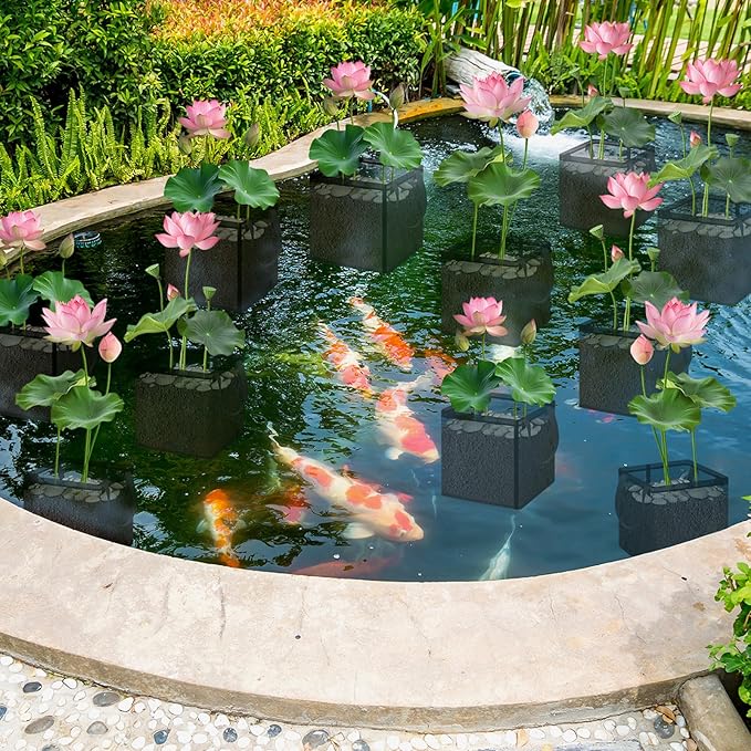 2pcs Aquatic Planting Bags with Handles,7.8" Aquatic Pond Planter for Pond, Square Grow Bags, Durable Breathe Reusable Fabric Plant Bags for Aquatic Plants, Potato, Carrot, Flower (1 Gallon)