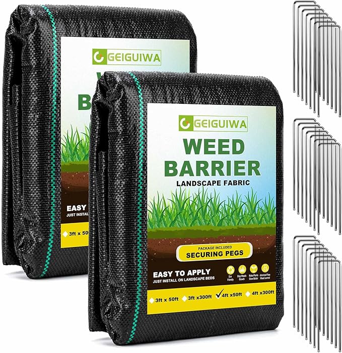 4ftx100ft Weed Barrier Landscape Fabric Heavy Duty,Weed Control Garden Cloth Woven Geotextile Fabric for Flower Bed,Driveway Fabric Ground Cover(3.2OZ)