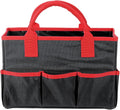 HARFINGTON Garden Tool Bag 12.99" x 5.91" x 8.66" Large Oxford Tote Bag with Pockets Gardening Plant Tool Organizer Storage Carrier Store for Outdoor Women Men, Black