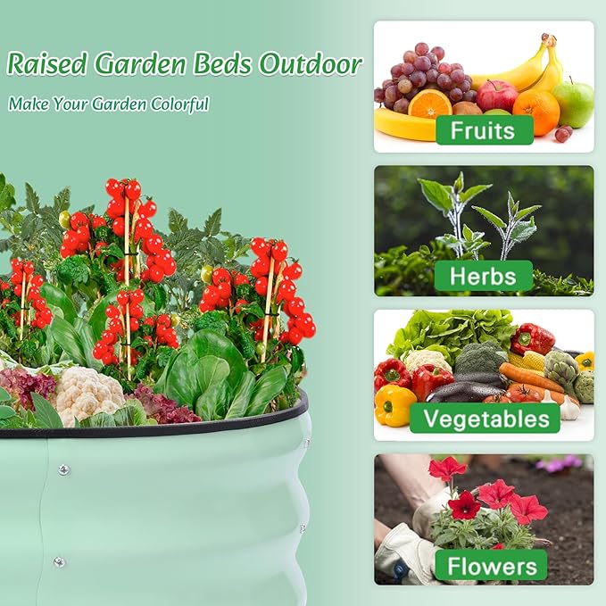 Galvanized Raised Garden Bed Kits Outdoor Metal Raised Planter Bed for Vegetables Flowers Ground Planter Box-Olive Green, 46.5 x 23.6 x 11.8 in