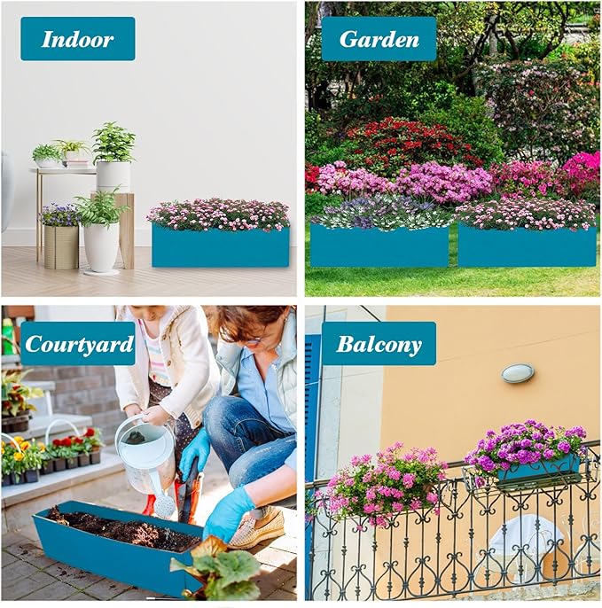 Square Grow Bags, Garden Fabric Planter Container with Handles Bed Flower Vegetables Pots 1MM Thickness Economic Colorful (Blue,19.69x11.81x7.87 Rectang)