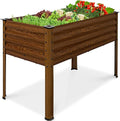 Best Choice Products 48x24x30in Galvanized Raised Garden Bed, Metal Elevated Planter Box, Vegetable Garden for Backyard, Patio, Balcony, 100% Non Toxic Materials - Wood Grain