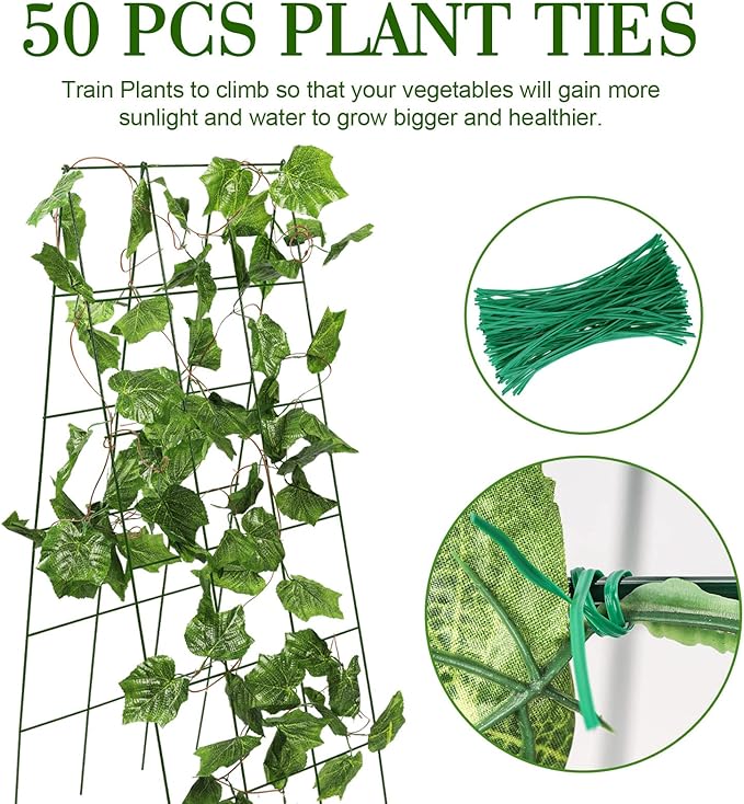 48 x 18 Cucumber Trellis, Foldable Metal A-Frame Trellis for Raised Beds, Small Garden Plant Support for Cucumbers, Peas and Climbing Vegetables