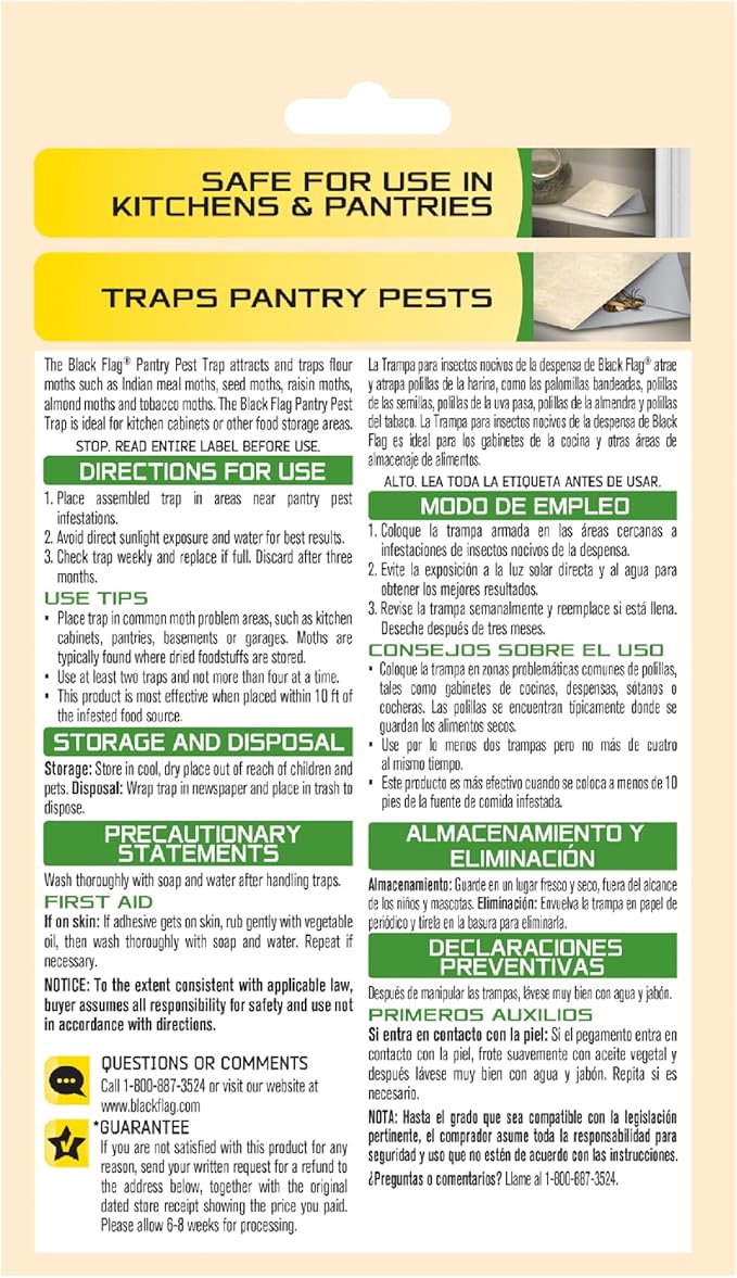 Black Flag Pantry Pest Trap 2 Count, Insect Traps, Safe For Use In Kitchens And Pantries, 12 Pack