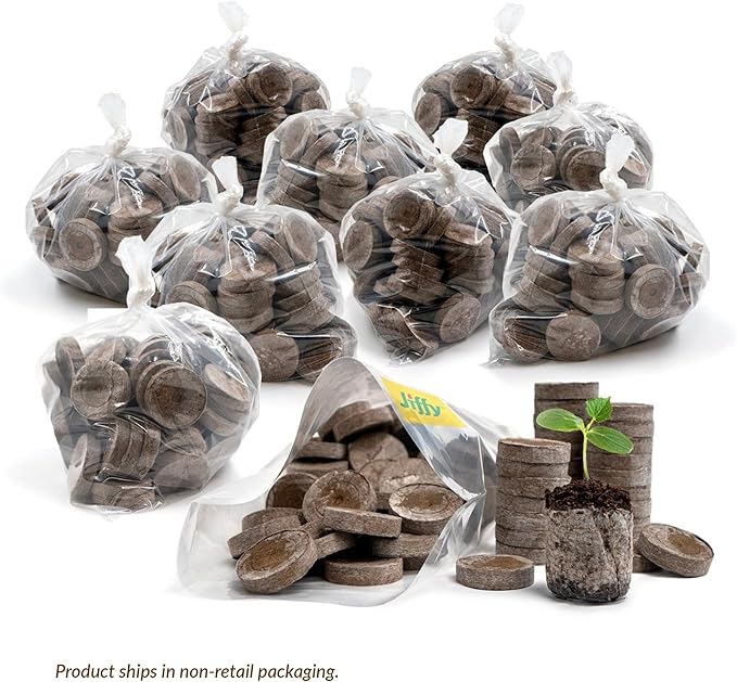 Jiffy Peat Soil Pellets Seed Starter Plugs - Indoor Seedling Planter - 1000 Count - Peat