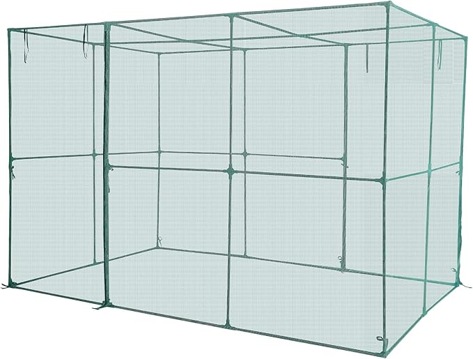 VEVOR Crop Cage, 9.5 x 6.36 x 6.36 ft Plant Protection Tent with Zippered Door, Wind-Resistant Tall Crop Cage, Easy to Install, Outdoor Raised Bed Cover, Tomato Plant Netting for Garden Patio Lawn