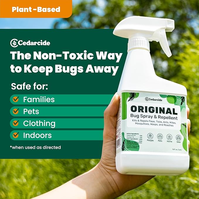 Cedarcide Original Bug Spray | Repel & Kill Fleas, Ticks, Mosquitoes, Mites, Ants & Chiggers | for use on People, Pets & Home | Natural Cedar Oil | Eco-Friendly | Pint (16 Oz.)