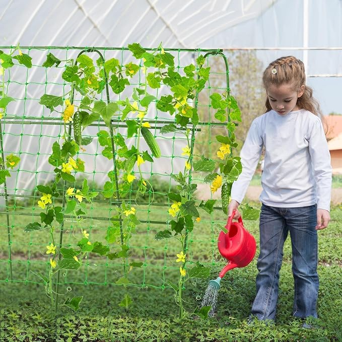 FOLLOOK Garden Cucumber Trellis for Climbing Plants Outdoor, 48x48inch U-Shape Arch Trellis for Garden Raised Bed, Plant Support for Grape Vine Tomato Vegetable Pea Bean, Green