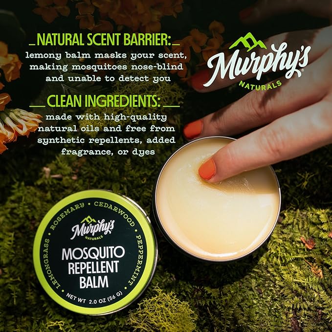 Murphy's Naturals Mosquito Repellent Balm for Outdoor Patio, Hiking, Camping, Plant-Based with Cedarwood, Lemongrass & Rosemary, 0.75 oz