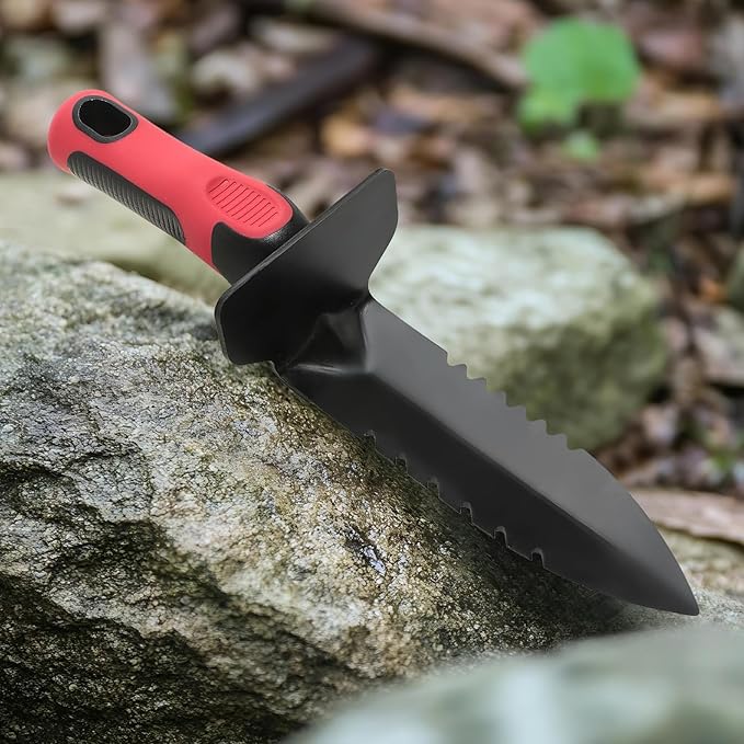 Metal Detecting Shovel with Carry Sheath, Heavy Duty Double Serrated Edge Metal Detector Digging Tool, Digger Trowel with Non-Slip Handle, for Metal Detection Gardening