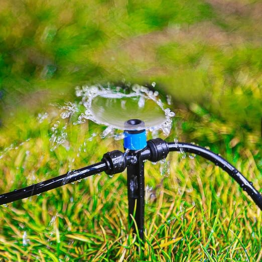 Push-to-Fit Drip Irrigation Vortex Emitters for 1/4" Drip Irrigation Tubing, 20 Pcs Adjustable 360 Degree Water Flow Fan Shape Drippers with Stake in-Line Drip System Emitter