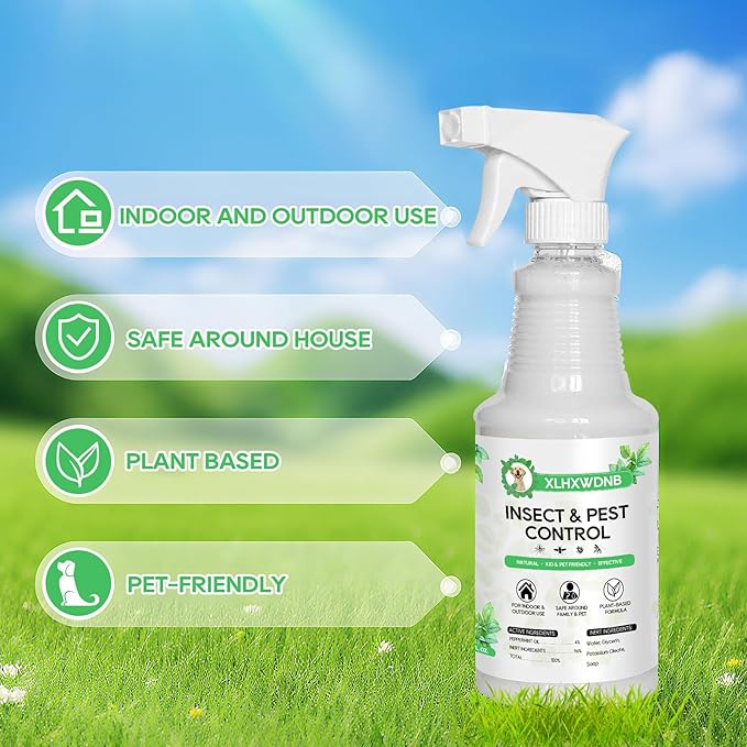 16/32oz Peppermint Spray to Repel Bugs & Insects - Natural Plant-Based Ant, Roach, Spider, Fly Repellent - Indoor/Outdoor Safe, Pet & Family Friendly Pest Control (16 Fl Oz)