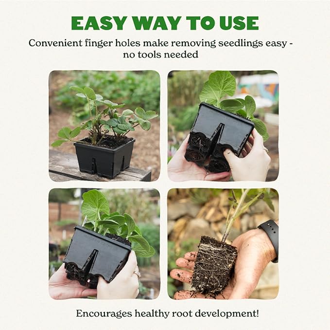 Epic Gardening Reusable Seed Starter Tray - 4 Cell 3"/64 Seedling Starter Trays - Easy Watering, Indoor Greenhouse, Plant Starter, Gardener-Friendly for Seedlings | UV-Treated & BPA-Free - Black