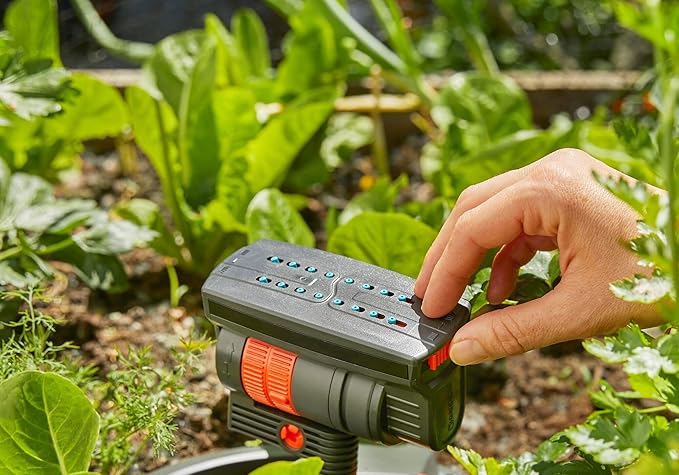 GARDENA 20575 | Up to 2300 sq ft - ZoomMaxx Adjustable Oscillating Sprinkler on Metal Step Spike for Watering Large Area Lawn with US Hose Threads, Yard and Garden. Gardena Quick Connects