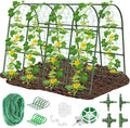 Cludoo Cucumber Trellis for Raised Bed Garden, U-Shape Arch Trellis for Climbing Plants Outdoor, Metal Vegetables Trellis with Netting, Garden Trellis for Cucumber Plants Sweet Pea Bean Grape