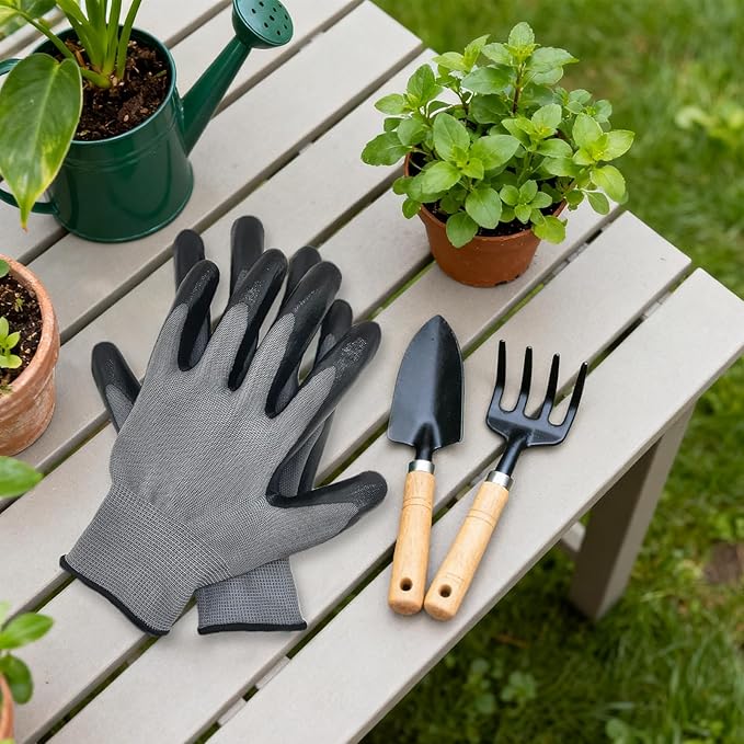 YOUKE OLA 120 Pair Gardening Gloves for Men Women, Breathable Rubber Coated Garden Gloves Working Gloves for Gardening, Construction Black