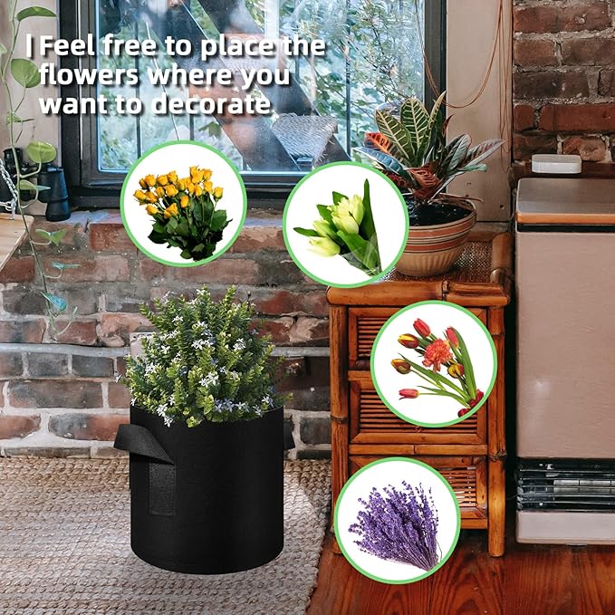 90-Pack 10 Gallon Garden Plant Aeration Fabric Pots with Handles Non-Woven Plant Bag Cloth Pots Garden Planting Bags to Grow Vegetable Flowers Potatoes (10 Gal)