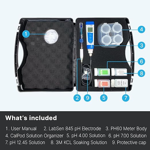 Apera Instruments PH60-SA Handheld pH Meter Tester Kit with LabSen 845 ATC pH Electrode for Lab-Grade pH Measurement in Strong Alkaline or High Salinity Water Solutions