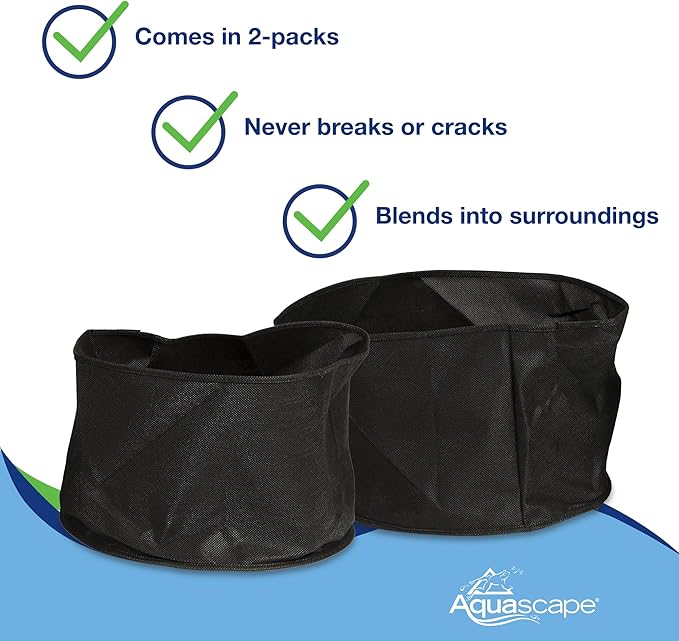 Aquascape 98502 Plant Pot 8" Round x 6" Deep Fabric (2 Pack) for Pond Water Feature and Garden
