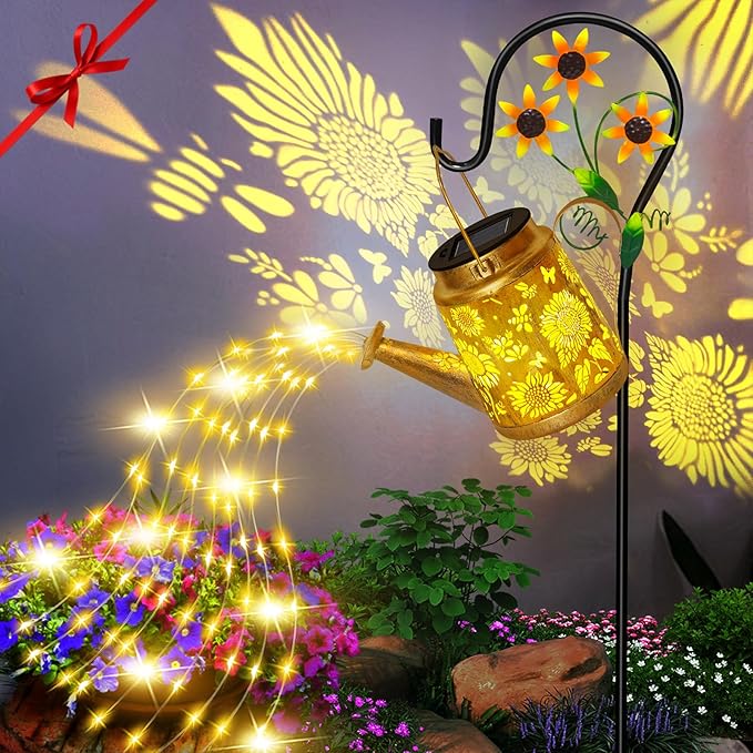 ostritec Mothers Day Gifts, Solar Lanterns Garden Decor Sunflower Lights, Large Hanging Lantern with Shepherd Hook, Waterproof Outdoor Decor for Landscape Pathway Yard, Gifts for Mom Women