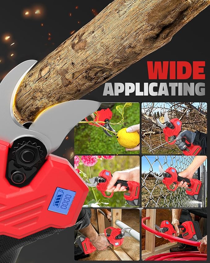 Cordless Electric Pruning Shears Compatible with Milwaukee 18V Battery, 0.8-2-Inch Cordless Portable Pole Pruner with LCD Display & Imported SK7 Steel Blades for Gardening Shears(Tool Only)