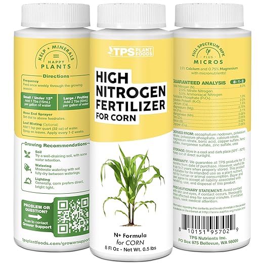 High Nitrogen Fertilizer for Corn, Supports Vigorous Corn Growth and High Yields, TPS Plant Foods, 1 Gallon (128oz)