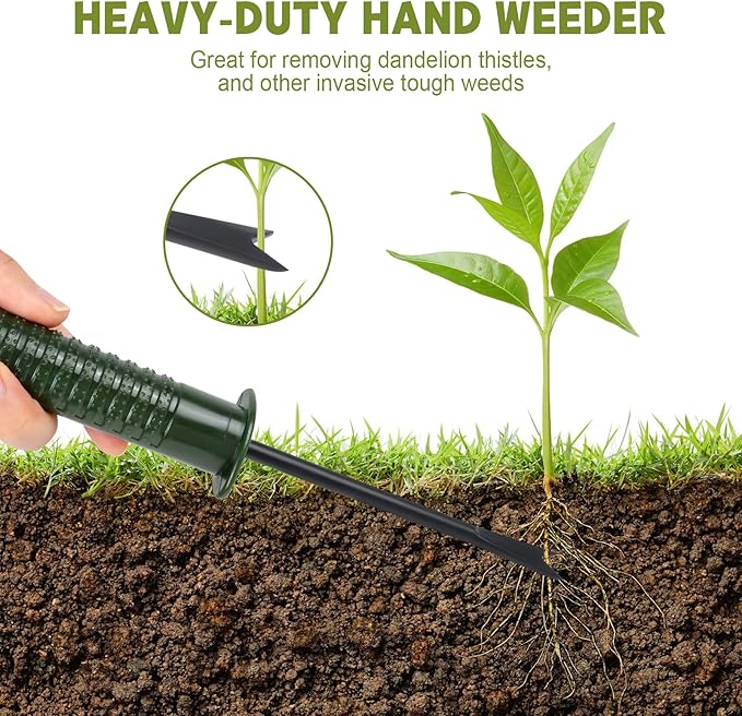 Garden Tool Set,4 Pieces Garden Tools Including Hand Shovel, Transplant Shovel,Weeder and Hand Rake with Non-Slip Handle, Idea for Transplanting, Weeding, Digging and Planting. Gardening Tools