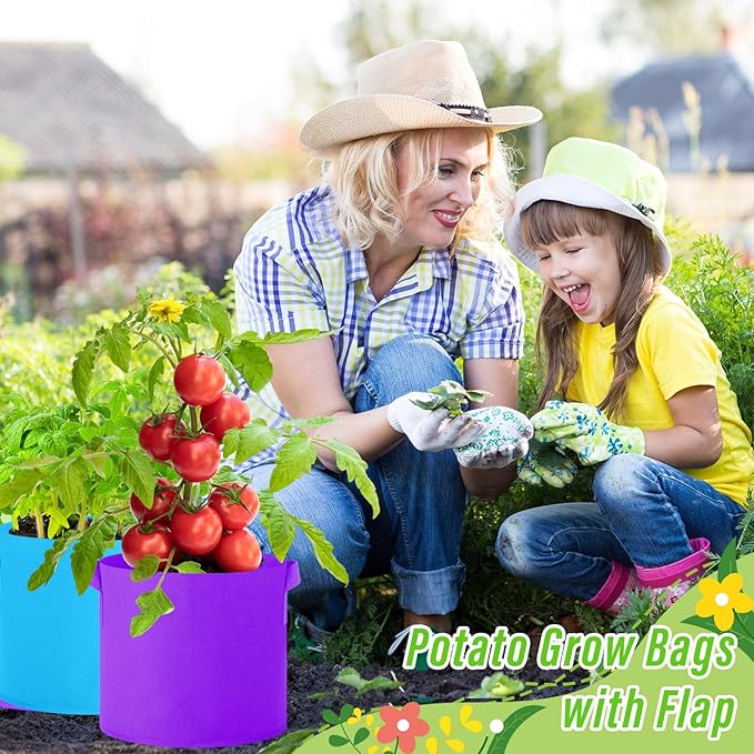 Colored Fabric Grow Bags Bulk Colorful Plant Grow Bags Nonwoven Fabric Pots with Handles Seeds Vegetables Tomato Planter Grow Buckets for Outdoor Garden Fruits Flower, 10 Colors(20 Pack,3 Gal)