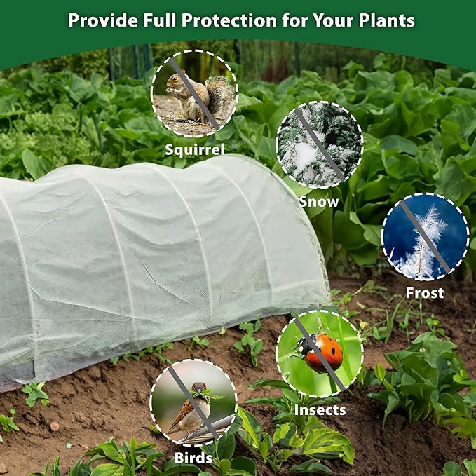 10 * 50FT Plant Covers Freeze Protection, 1.06 oz/yd² Large Thick Floating Row Cover Fabric for Winter Frost Protection, White Blanket Cloth for Outdoor Garden Vegetables in Cold Weather