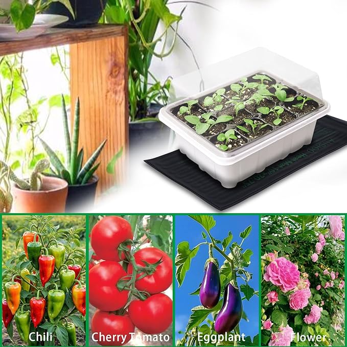 AIICIOO 2 Pack Seedling Heat Mats 10"x 20.75" Warm Hydroponic Heating Pad for Indoor Gardening, Seed Starting Germination, Greenhouse, Brewing