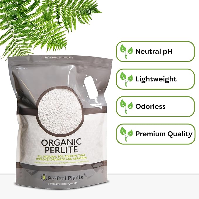 Organic Perlite by Perfect Plants — Add to Soil for Indoor & Outdoor Container Plants for Drainage Management and Enhanced Growth (4qts.)