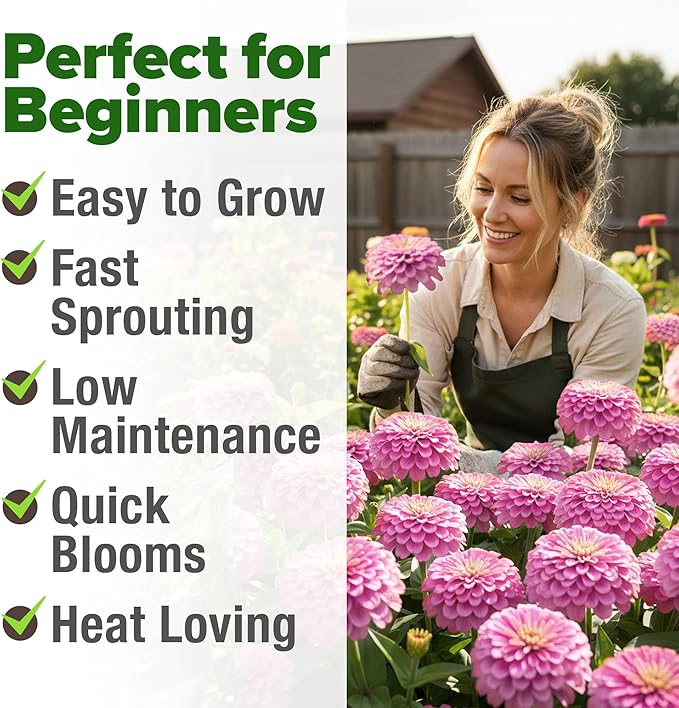 HOME GROWN Flower Seeds Giant (Zinnia Luminosa, 2-Pack)