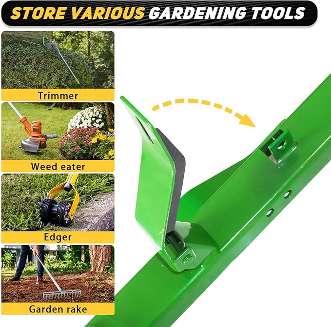 4 Place Weed Eater Rack Fit for Landscape Trailer Truck Open Utility Trailers Lockable Trimmer Rack Holder Carrier Mount On with 4 Lock Steel-Green