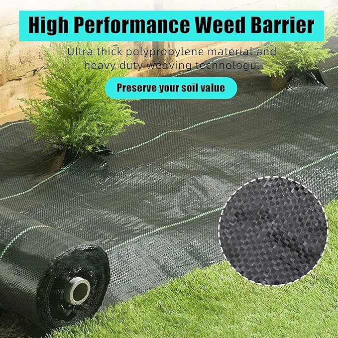 Broadfashion 4ft x 250ft Premium Weed Barrier Landscape Fabric, 5oz Heavy Duty, Weed Control Fabric, High Permeability Good for Flower Bed, Driveway Fabric Ground Cover