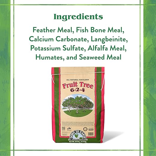 Down To Earth All Natural Fertilizers Organic Fruit Tree - Plant Food for Apples, Pears, Plums and Tropical Fruit Trees 6-2-4, 40 lb