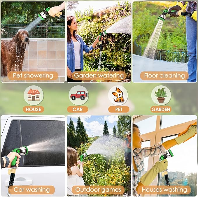 Stainless Steel Garden Hose 25 ft - Heavy Duty Durable Metal Water Hose, Kink Resistant, Lightweight, Flexible, Rust Proof, UV Resistant - Ideal for Yard, Lawn, Plant Watering & Car Washing