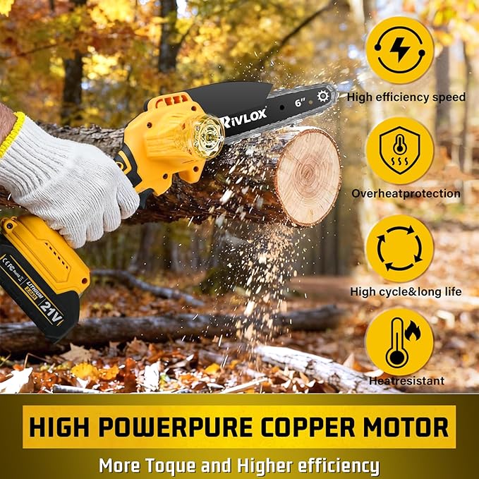 Mini Chainsaw 6 Inch,Mini Chainsaw Cordless,Handheld Electric Saw With 2 Pack 2000mAh Battery，Suitable For Tree Pruning And Wood Cutting，Gifts For Men, Fathers, And Garden Enthusiasts