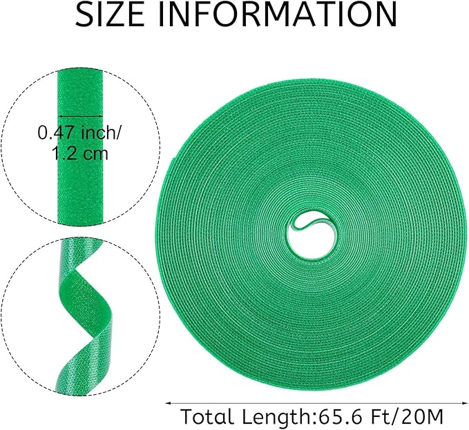 Plant Ties,Garden Tape for Plant,Reusable Adjustable Thicker Support for Growing Flowers,Tomato,Vines,Tree,Strong Grip,Tomato Vines Indoor Outdoor,65.6 ft x 0.47 Inch,1 roll