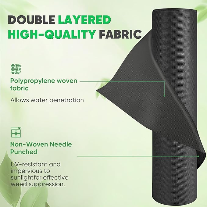 Non-Woven Thick Weed Barrier Fabric 3FT x 100FT, 3.2 oz Heavy Duty Weed Barrier Landscape Fabric, Ground Cover for Superior Weed Control, Easy Setup for Gardens, Landscaping, Flower Beds
