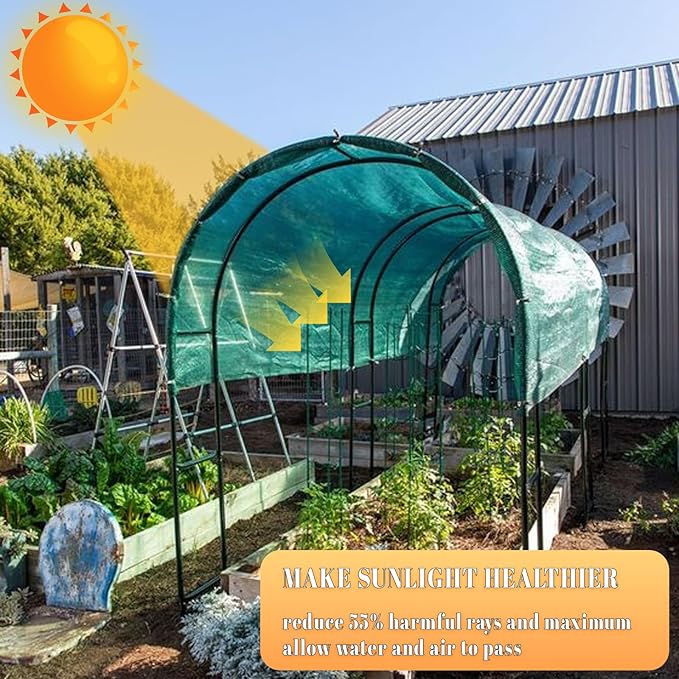 Cool Area 55% 6.5x10ft Sunblock Shade Cloth Cover Mesh UV Resistant Net for Garden Flower Plant Greenhouse, Dark Green